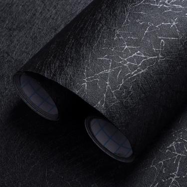 Imagem de Papel de parede Safiyya Black Silk texturizado 44cm x 1500cm Peel Stick