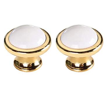 Imagem de Puxador de armário de cozinha, 2 peças, puxador de gaveta, decoração de móveis, laço de cerâmica cromado, puxador de gaveta (orifício único dourado)