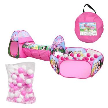Imagem de Tenda Toca Barraca 3 Em 1 Infantil 50 Bolinhas - DM TOYS, Rosa