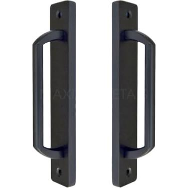 Imagem de Puxador Duplo Colonial Porta Correr Madeira Rústico 148mm London Maxima Metais (Preto Fosco)