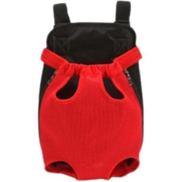 Imagem de Mochila Canguru para Transporte de Cachorros e Gatos, Tecido Acolchoado e Respirável, Alças Ajustáveis, Usada tanto na Frente Quanto Nas Costas, Passeio Com Seu Pet- QH Shopp (Vermelho, G)