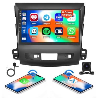 Imagem de Inefala 4 GB 64 GB estéreo para Mitsubishi Outlander 2007-2013 CarPlay Radio 8 Core Android 13 Head Unit Backup Camera IPS 9 polegadas tela sensível ao toque GPS DSP 59UI