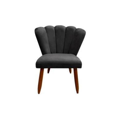 Imagem de Poltrona Cadeira Pétala Penteadeira - Dritex, Veludo Preto