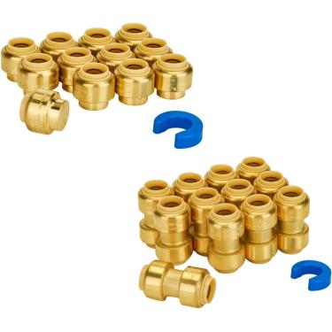 Imagem de Conexões de pressão 1/2 polegada Push-to-Connect End Cap (12 peças) Acoplamento (12 peças) Acessórios de encanamento de latão sem chumbo para conectar Pex Copper CPVC