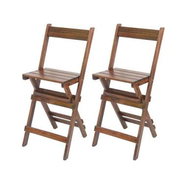 Imagem de Kit 2 Cadeiras Bistrôs em Madeira Dobrável Facil Transp Bar Imbuia / L