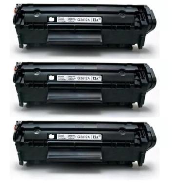 Imagem de Kit 3x Toner Compatível Para Impressora 1020 Q2612a  1012  1022  1018 