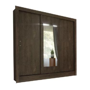 Imagem de Guarda Roupa Casal com Espelho 3 Portas 4 Gavetas Malibu TCIL Cumaru R