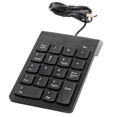 Imagem de uxcell Mini teclado numérico portátil com fio USB preto