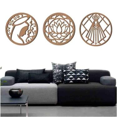 Imagem de Kit 3 Mandalas Decorativas 60X60Cm Vazado - Mdf