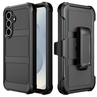 Imagem de REZIME Capa para Samsung Galaxy S25, capa protetora resistente à prova de choque com coldre de clipe de cinto/suporte para Samsung Galaxy S25 (preto, S25)