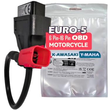 Imagem de Cabo adaptador OBD2 para motocicletas Euro 5, conector de diagnóstico de 6 pinos para 16 pinos compatível com Guzzi, Kawaskii, Suzuki, Yamaha, Piaggio, Vespa e Honda, funciona com leitores de código