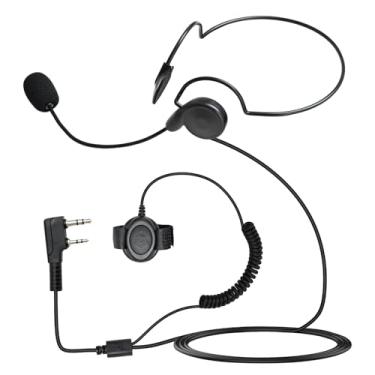 Imagem de Fone de ouvido Walkie Talkie atrás da cabeça, fone de ouvido sobre a orelha, microfone boom, microfone de rádio de 2 pinos, fone de ouvido tipo K1, Ptt, fone de ouvido para Baofeng Retevis Kenwood