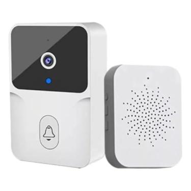 Imagem de Campainha C/Camera Wifi Sem Fio Inteligente Interfone Audio Branca