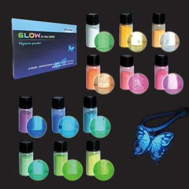 Imagem de VITARIE Pigmento em pó com 24 cores que brilham no escuro – 5 g cada frasco, pigmentos luminosos de resina epóxi de longa duração para geleca, unhas, tinta acrílica, decoração de Halloween, arte