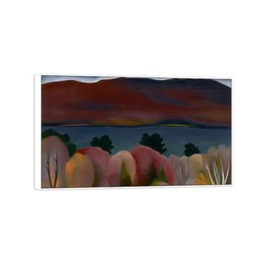 Imagem de Georgia O'Keeffe famosa arte de parede impressões em tela pronto para pendurar - outono lago - quadro branco para decoração de sala de estar 20 x 35 cm 8 x 13 pol