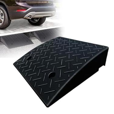 Imagem de MOMOBC Rampa de cadeira de rodas com altura de elevação de 16 cm/17 cm, rampa de freio resistente, rampa de limite de superfície antiderrapante de borracha para garagem, doca de carregamento, calçada