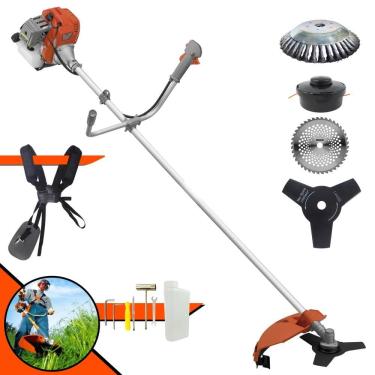 Imagem de Roçadeira Profissional Tekna RL520ACG2 À Gasolina 52cc 2HP 13.000rpm Com Carretel Nylon + Faca 3 Pontas + Faca 40 Dentes + Escova Rotativa de Aço