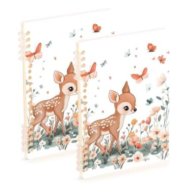 Imagem de Burbuja Cadernos com nome, papel pautado universitário A5 com 60 folhas, fichário para escritório, 2 unidades