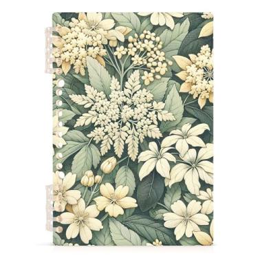 Imagem de Burbuja Caderno floral, papel pautado universitário A5 com 60 folhas, fichário para escritório, 1 pacote