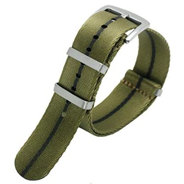 Imagem de SOMKB Pulseira de relógio de cinto de segurança de qualidade premium de 20 mm e 22 mm, pulseira de nylon para relógio masculino Seiko Mido 007 James Bond listrado militar (cor: fecho prateado A10,