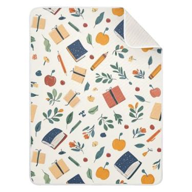 Imagem de ZZKKO Livros Canetas Folhas Cobertores de Bebê para Meninos Meninas Cobertores de Enfaixar para Crianças Carrinhos de Berço, Cobertores de Algodão para Bebês 76 x 101 cm
