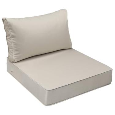 Imagem de AAAAAcessories Almofadas de assento ao ar livre para cadeiras, resistentes ao desbotamento, à prova d'água, almofadas de substituição de móveis de pátio, 64,8 cm x 64,8 cm x 12,7 cm + 64,8 cm x 34,3