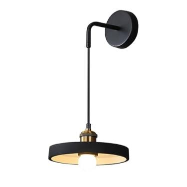 Imagem de Arandelas de parede simples ajustáveis penduradas luzes de parede de arame sombra de ferro lâmpadas de parede modernas luminária de vaidade para quarto sala de estar bar escada loft (preto)