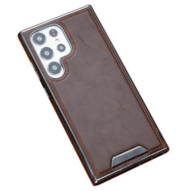 Imagem de Capa ultrafina para Samsung Galaxy S25/S25 Plus/S25 Ultra, capa de telefone de couro genuíno com suporte magnético à prova de choque retrô