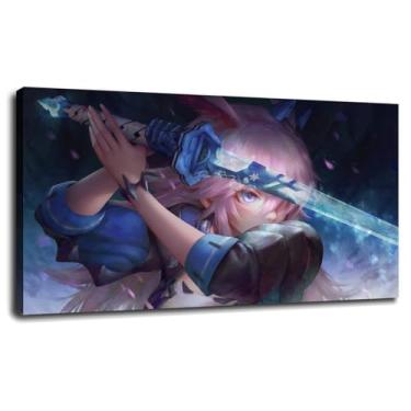 Imagem de Anime Girls Poster Honkai Impressão em tela Impacto Arte de parede para casa 1 painéis Decorações com moldura 33.0 cmx20.3 cm
