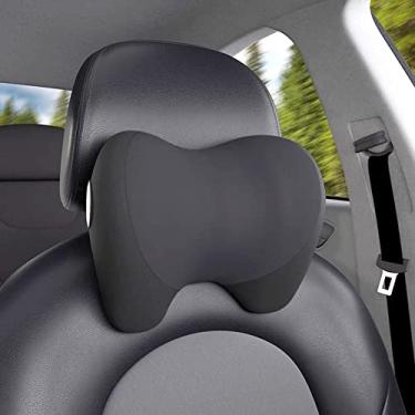 Imagem de Travesseiro de encosto de cabeça de carro super aconchegante, almofada de pescoço de carro 100% espuma de memória com alça ajustável e capa removível respirável, design ergonômico - travesseiro de