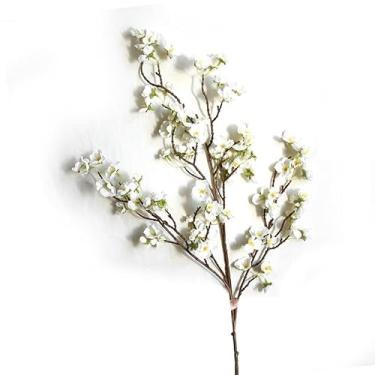 Imagem de aqxreight Flor de Cerejeira Artificial 4 Ramos Decorativos Decorativos de Ramos de Flor de Cerejeira Realistas 97 Cm Branco No Espaço Colorido Uma Forma de Decoração Muito Flores São um Ambiente