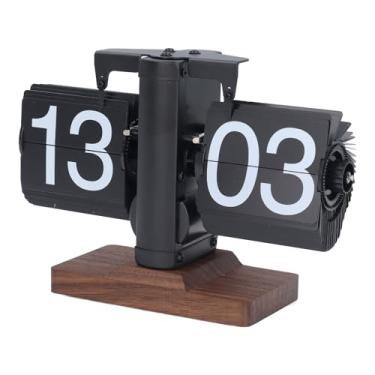 Imagem de Generic Retro Flip Down Clock Elegante Vintage Pequeno Equilíbrio 24h Relógio Digital para Sala de Estar, Estudo Premium 304 Aço Inoxidável 5.5in X 8.1in (Prateleira Preta Página Preta)