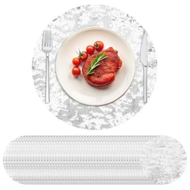 Imagem de UKQRRTC 50 peças de jogo americano dourado, 33 cm, tapetes de mesa prensados de malha redonda, antiderrapante, limpeza sem esforço, estilo versátil e amigável para decoração de casamento, festa de