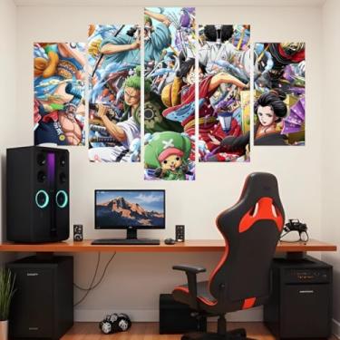 Imagem de Quadro decorativo Mosaico - One Piece - 5 Peças – Chapéu de Palha, Luffy, Zoro, Nami, Chopper - 01