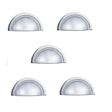 Imagem de Kit 5 Puxador Shell 48Mm Zen Cromado Zp4319.1 Concha