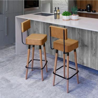 Imagem de Kit 2 Banquetas Altas Estofadas Florença Amarula - Adz