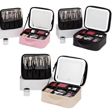 Imagem de Kit Maleta Maquiagem completo Profissional Com Espelho Luz Led Perfeito Para Armazenamento de Maquiagens(Cor aleatória)