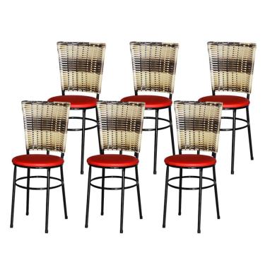 Imagem de 6 Cadeiras Para Mesa Preta Hawai Cappuccino Premium Cor:vermelho