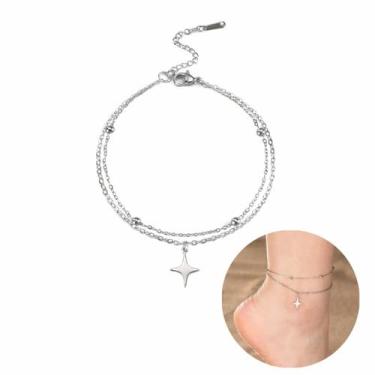 Imagem de Tornozeleira Pulseira Minimalista Garota Aço Inoxidável Tendência Esti