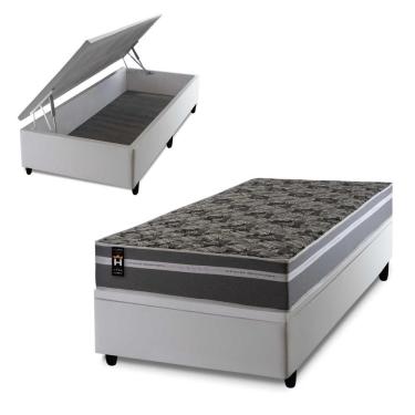Imagem de Cama Box Baú Miami Cinza 88x188 Branco Espuma D33 King House