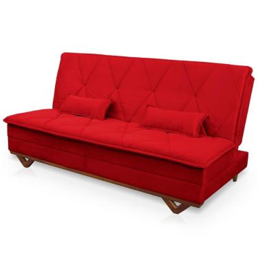 Imagem de Sofá Cama Estoril 1,90m Vermelho Suede Velut - King House