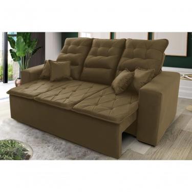 Imagem de Sofá Retrátil Reclinável Europa 1,80m Suede Velut Bege Com Molas - King House