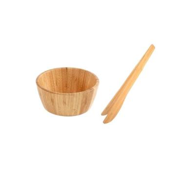 Imagem de Tigela Bowl Saladeira e Pegador 30cm Pinça Bambu Natural - MEK