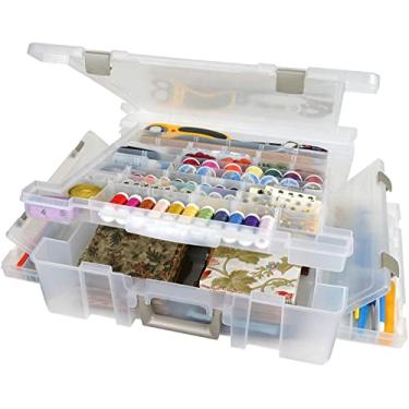 Imagem de ArtBin 6981AB Super Satchel Deluxe Base dividida, grande organizador portátil de arte e artesanato com gavetas, [1] estojo de armazenamento de plástico, transparente, 0