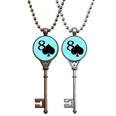 Imagem de OFFbb-USA Colar Peace Spade com 8 chaves de pôquer para decoração de casal