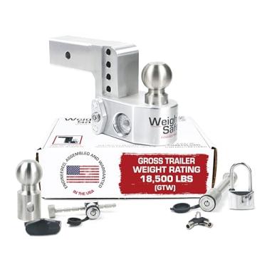 Imagem de Weigh Safe Engate de reboque ajustável de alumínio - Engate de reboque com balança de peso de lingueta embutida - compatível com receptores de 6,3 cm - queda de 10 cm, bolas de reboque de aço
