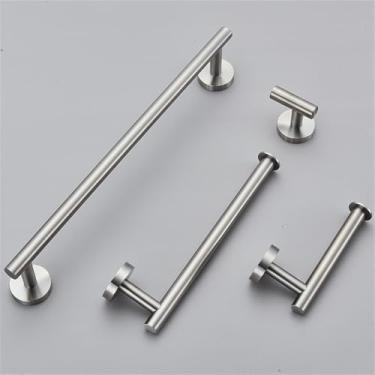 Imagem de Acessórios para banheiro escovados, porta-toalhas de aço inoxidável, suporte para papel higiênico, ganchos, 45 cm, conjuntos de ferragens para banheiro, instalação de pregos, conjunto de 4 peças, 40