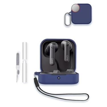 Imagem de Capa para fone de ouvido CMF por Nothing Buds 2 Bluetooth 2025, capa protetora portátil de silicone macio WUNIAK resistente a arranhões com kit de limpeza, mosquetão e cordão, azul
