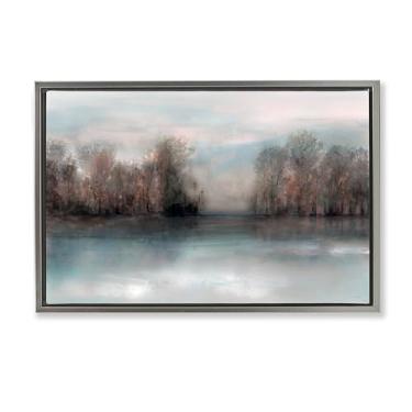Imagem de Stupell Industries Murky Forest Mirage Gray Framed Floater Canvas Wall Art Design por Val Rhodes, 78 x 53 cm