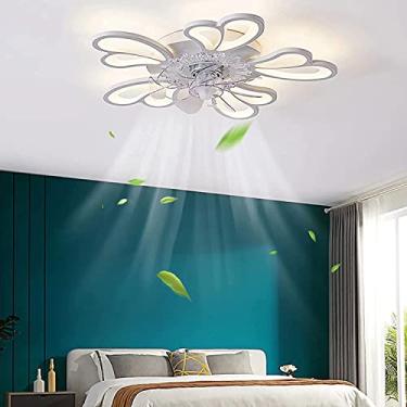 Imagem de RAUGAJ Lustres, luz de ventilador de teto moderna de montagem embutida de velocidade ajustável, ventilador de teto moderno com e ventiladores de teto de led remoto, luz de ventilador de teto regulável